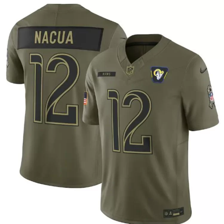 Mens Los Angeles Rams #12 Puka Nacua Nike 2025 Salute to Service Limited Jersey - Olive