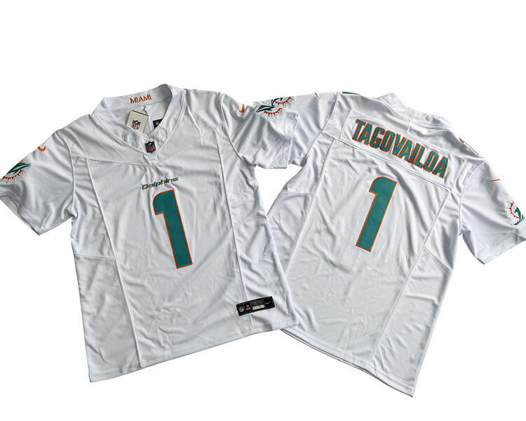 Mens Miami Dolphins #1 Tua Tagovailoa Nike Home White 2023 F.U.S.E. Vapor Limited Jersey