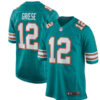 Mens Miami Dolphins Retired Player #12 Bob Griese Nike Aqua Retro Alternate Vapor Limited Jersey