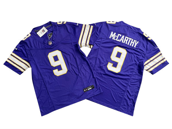 Men's Minnesota Vikings #9 J. J. McCarthy Purple Classic F.U.S.E. Limited Jersey