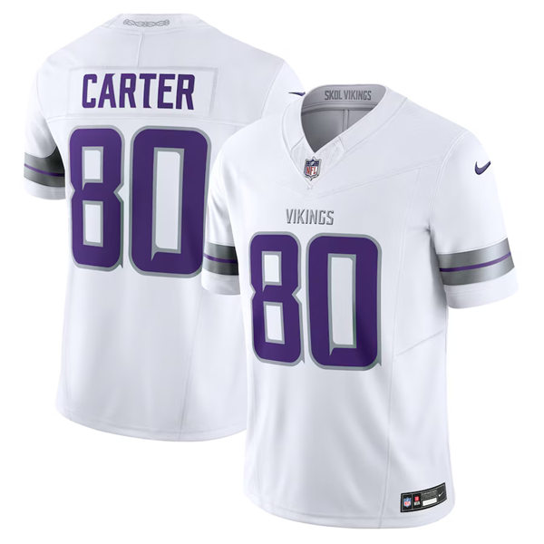Men's Minnesota Vikings Retired Player #80 Cris Carter Nike White Alternate Vapor F.U.S.E. Winter Warrior Limited Jersey
