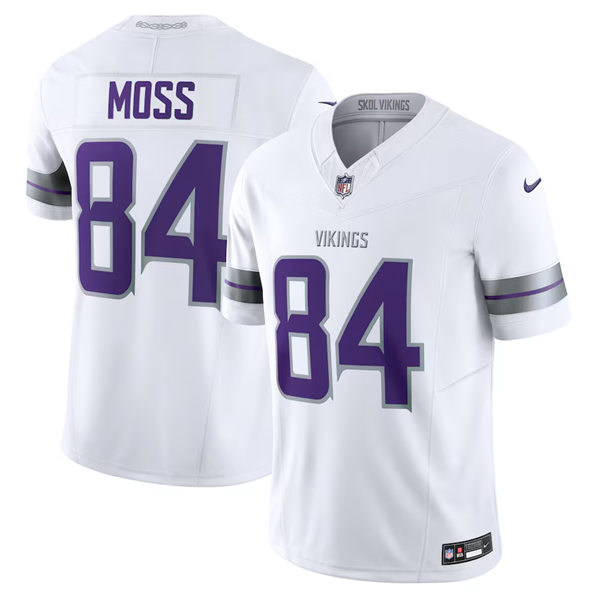 Men's Minnesota Vikings Retired Player #84 Randy Moss Nike White Alternate Vapor F.U.S.E. Winter Warrior Limited Jersey