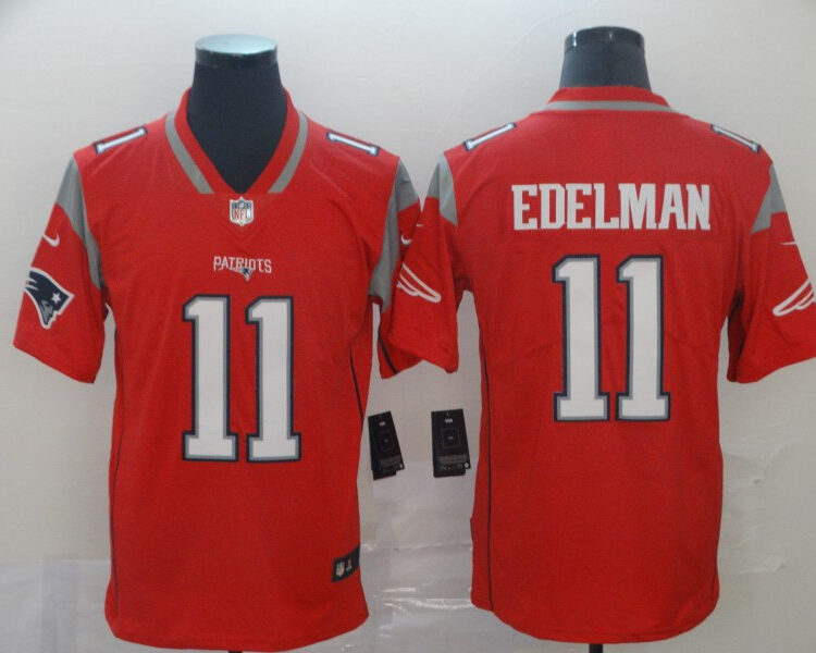 Men's New England Patriots #11 Julian Edelman Red Nike Inverted Legend Jersey
