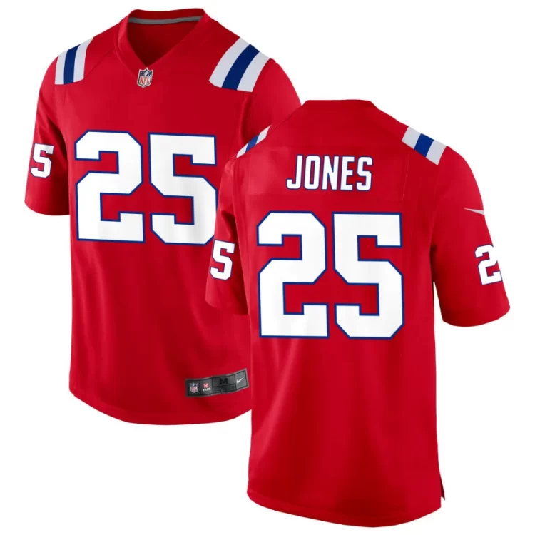 Mens New England Patriots #25 Marcus Jones Nike Red Alternate Vapor F.U.S.E. Limited Jersey