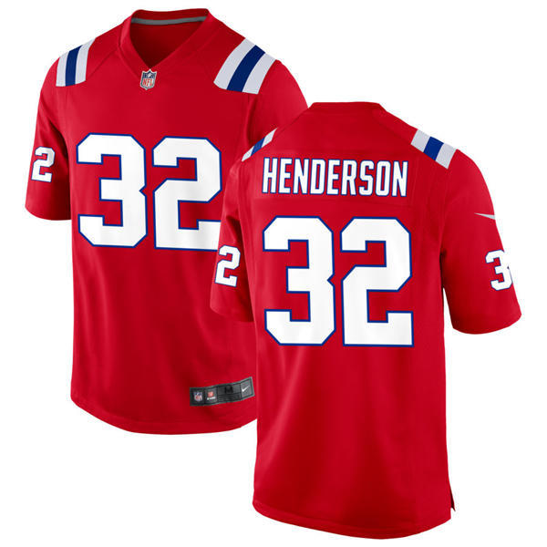 Mens New England Patriots #32 TreVeyon Henderson Nike Red Alternate Vapor Limited Jersey