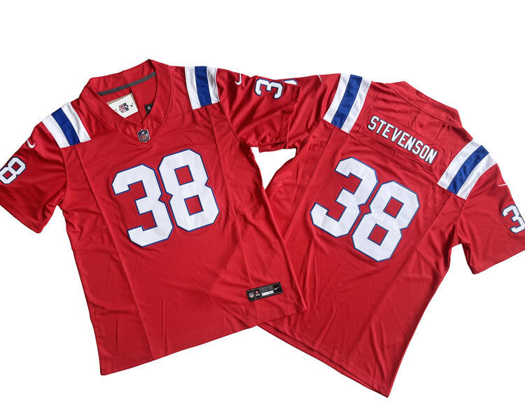 Mens New England Patriots #38 Rhamondre Stevenson Nike Red Alternate 2023 F.U.S.E. Vapor Limited Jersey