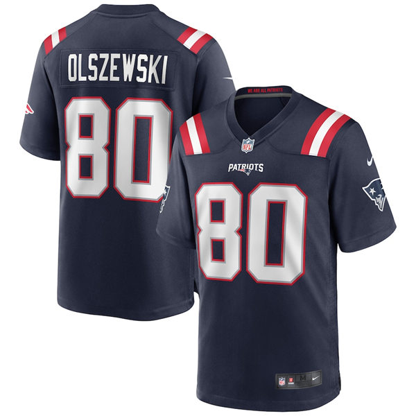 Mens New England Patriots #80 Gunner Olszewski  Navy Nike Color Rush Vapor Player Limited Jersey