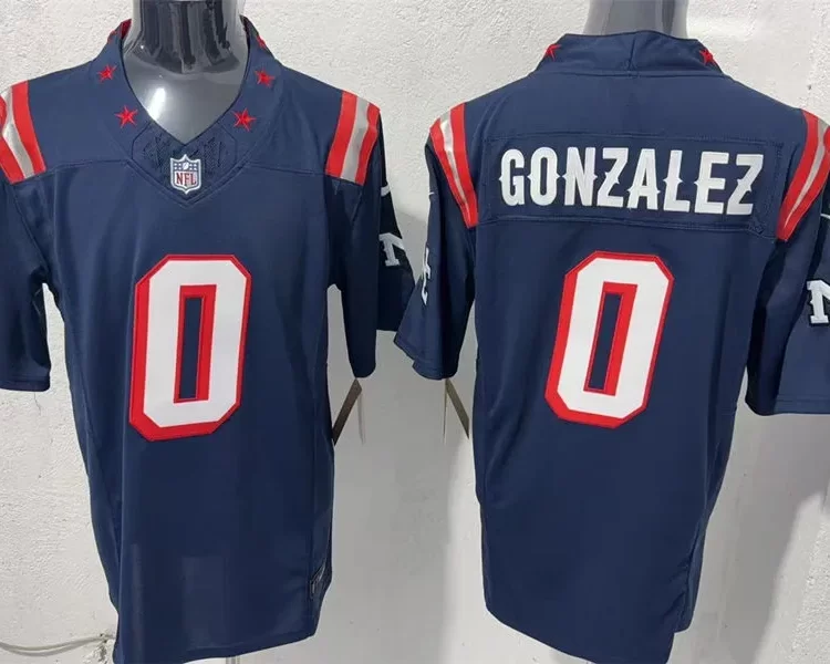 Mens New England Patriots #0 Christian Gonzalez Navy Rivalries Replica F.U.S.E. Limited Jersey