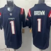 Mens New England Patriots #1 A.J. Brown Nike Navy Vapor F.U.S.E. Limited Jersey