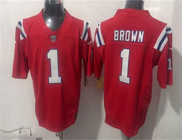 Mens New England Patriots #1 A.J. Brown Nike Red Alternate Vapor F.U.S.E. Limited Jersey