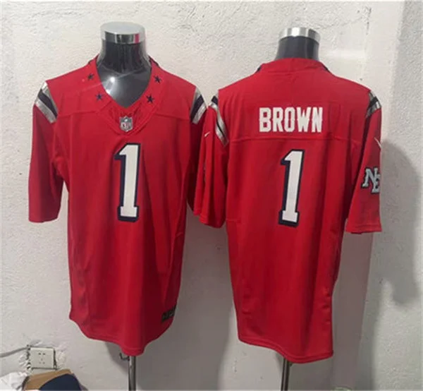 Mens New England Patriots #1 A.J. Brown  Red Rivalries Replica F.U.S.E. Limited Jersey