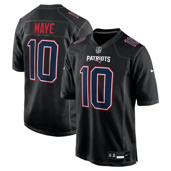 Mens New England Patriots #10 Drake Maye  Black Fashion Game Jersey