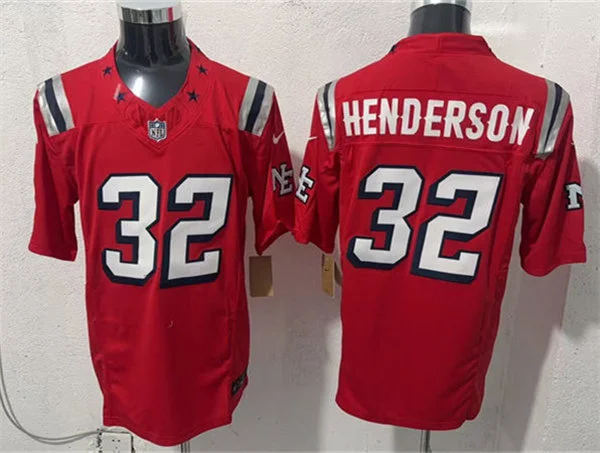 Mens New England Patriots #32 TreVeyon Henderson Red Rivalries Replica F.U.S.E. Limited Jersey