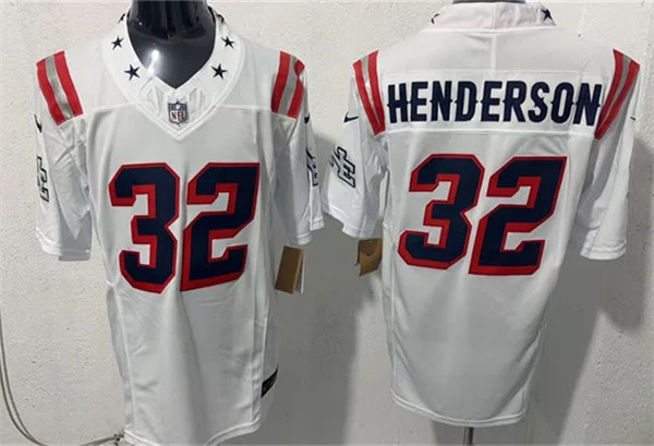 Mens New England Patriots #32 TreVeyon Henderson  White Rivalries Replica F.U.S.E. Limited Jersey