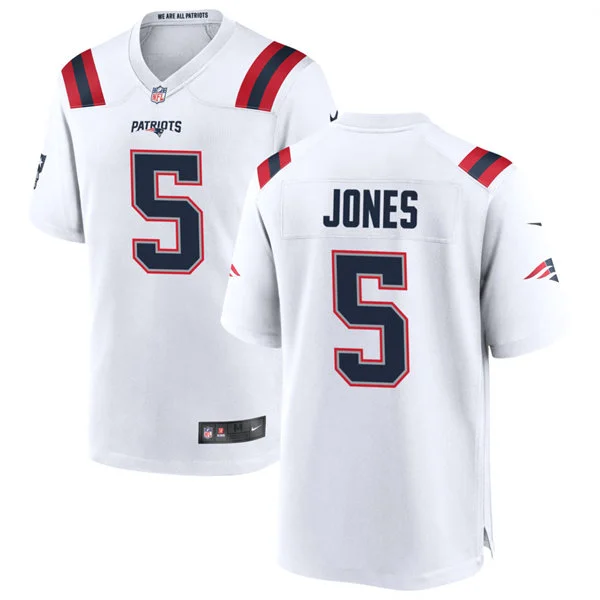 Mens New England Patriots #5 Dre'Mont Jones Nike White Vapor F.U.S.E. Limited Jersey