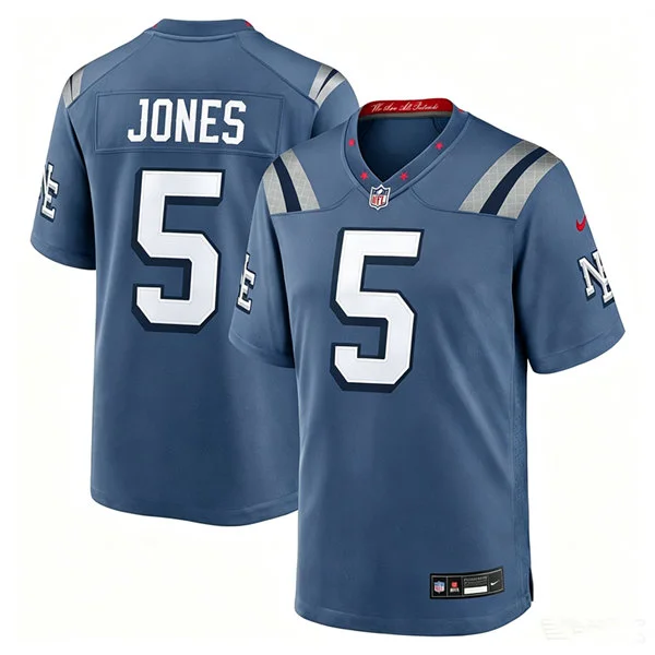 Mens New England Patriots #5 Dre'Mont Jones Storm Blue Rivalries Collection F.U.S.E. Limited Jersey