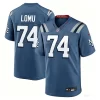 Mens New England Patriots #74 Caleb Lomu Storm Blue Rivalries Collection F.U.S.E. Limited Jersey