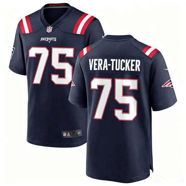 Mens New England Patriots #75 Alijah Vera-Tucker Nike Navy Vapor F.U.S.E. Limited Jersey