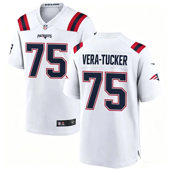Mens New England Patriots #75 Alijah Vera-Tucker Nike White Vapor F.U.S.E. Limited Jersey