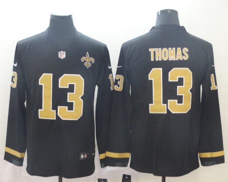 Men's New Orleans Saints #13 Michael Thomas Teams Nike Therma Long Sleeve Jersey (2)