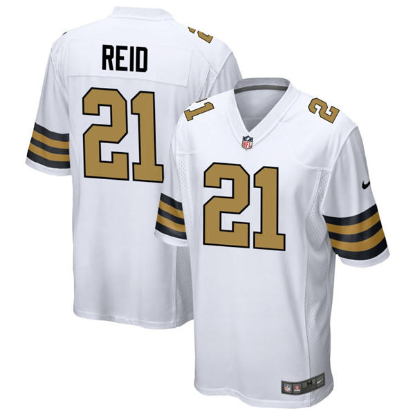 Mens New Orleans Saints #21 Justin Reid Nike White Gold Alternate F.U.S.E Limited Jersey
