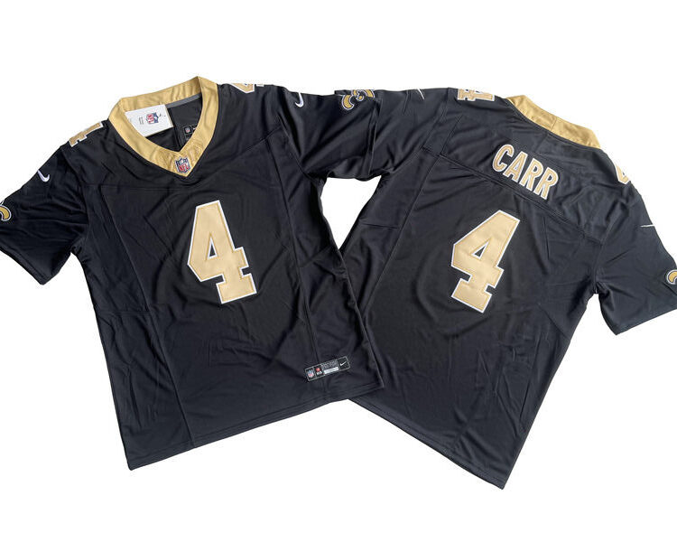 Men's New Orleans Saints #4 Derek Carr Nike Black 2023 F.U.S.E. Vapor Limited Jersey