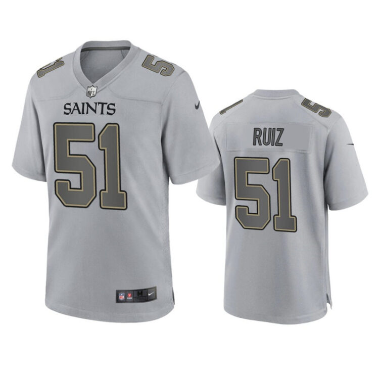 Mens New Orleans Saints #51 Cesar Ruiz Gray Atmosphere Fashion Game Jersey