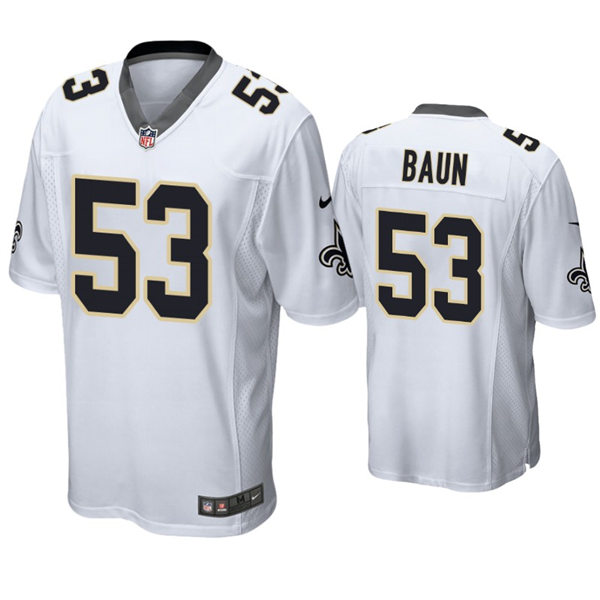 Mens New Orleans Saints #53 Zack Baun Nike White Vapor Untouchable Limited Jersey