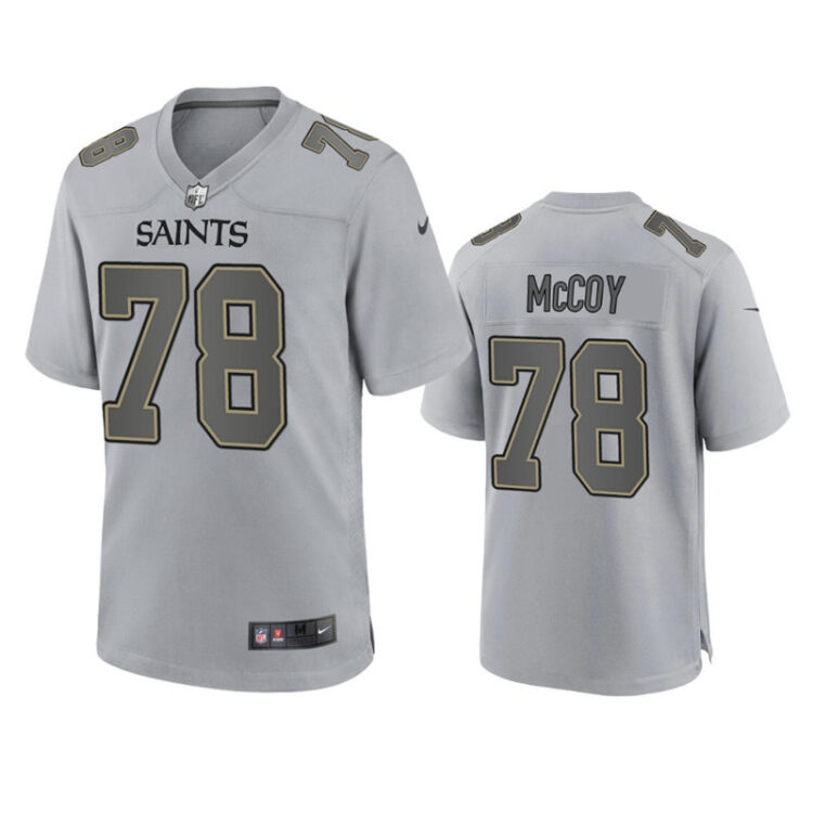 Mens New Orleans Saints #78 Erik McCoy Gray Atmosphere Fashion Game Jersey