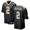 Mens New Orleans Saints #2 Spencer Rattler Nike Black Vapor F.U.S.E Limited Jersey
