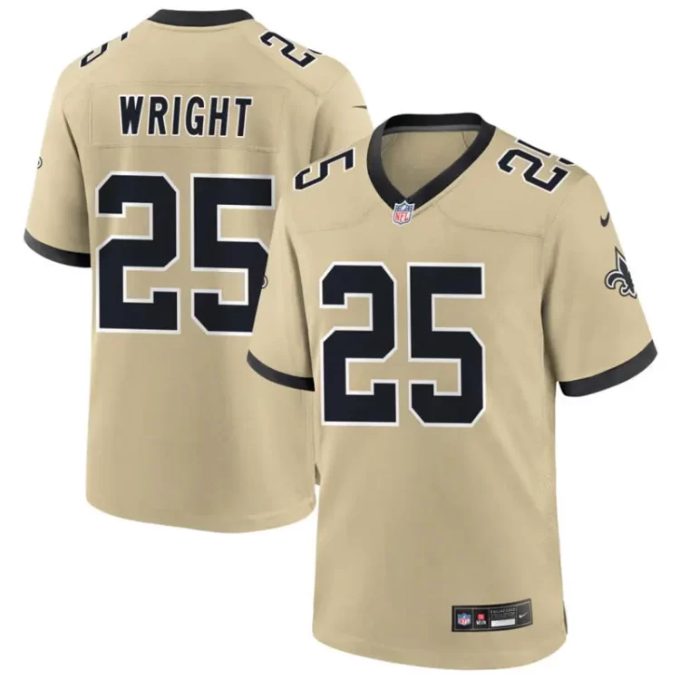 Mens New Orleans Saints #25 Rejzohn Wright Nike Gold Gameday Golds Alternate F.U.S.E. Limited Jersey