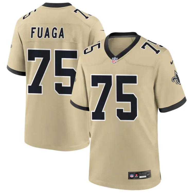 Mens New Orleans Saints #75 Taliese Fuaga Nike Gold Gameday Golds Alternate F.U.S.E. Limited Jersey