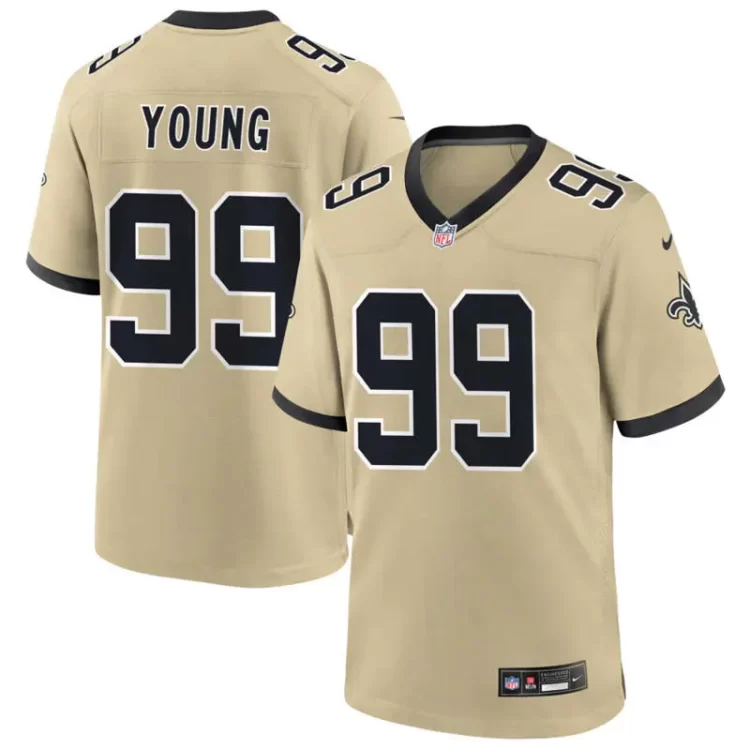 Mens New Orleans Saints #99 Chase Young Nike Gold Gameday Golds Alternate F.U.S.E. Limited Jersey