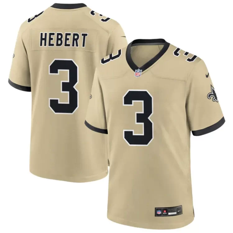 Mens New Orleans Saints Retired Player #3 Bobby Hebert Nike Gold Gameday Golds Alternate F.U.S.E. Limited Jersey