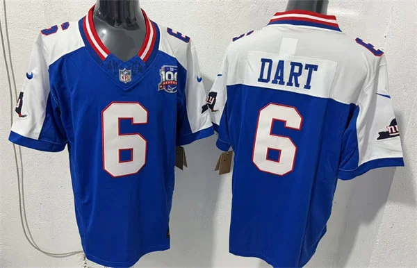 Men's New York Giants #6 Jaxson Dart Royal White Gratitude Limited Jersey
