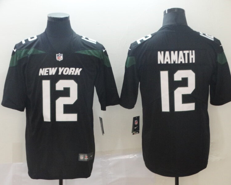 Men's New York Jets #12 Joe Namath Black Nike NFL Vapor Limited Jersey