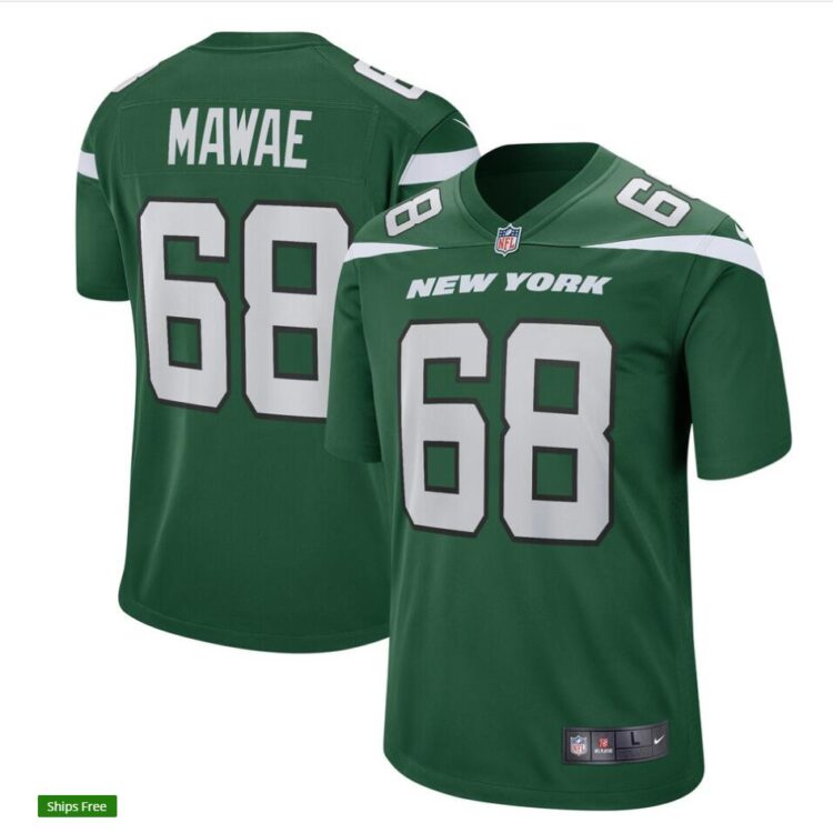 Men's New York Jets #68 Kevin Mawae Nike Gotham Green Game Retired Player Jersey