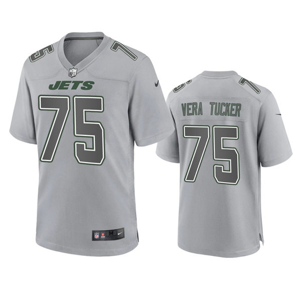 Mens New York Jets #75 Alijah Vera-Tucker Gray Atmosphere Fashion Game Jersey