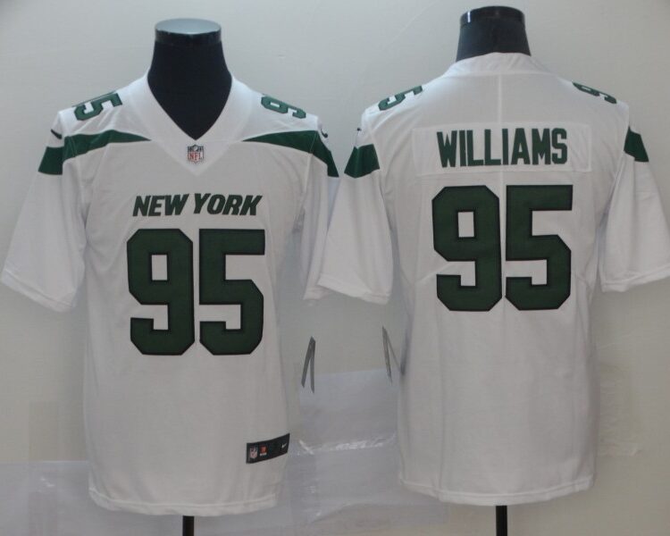 Men's New York Jets #95 Quinnen Williams Nike White NFL Vapor Limited Jersey