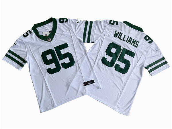 Mens New York Jets #95 Quinnen Williams Nike White Vapor F.U.S.E. Legacy Jersey