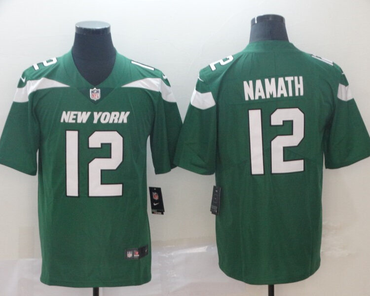 Men's New York Jets Retired Player #12 Joe Namath Green Nike NFL Vapor Limited Jersey