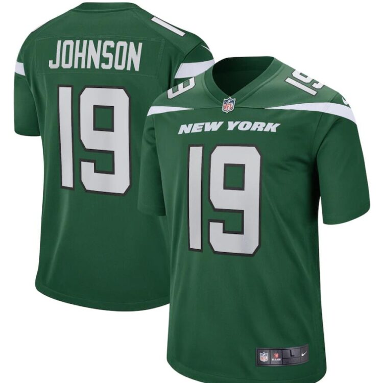 Mens New York Jets Retired Player #19 Keyshawn Johnson Nike Gotham Green Vapor Limited Jersey