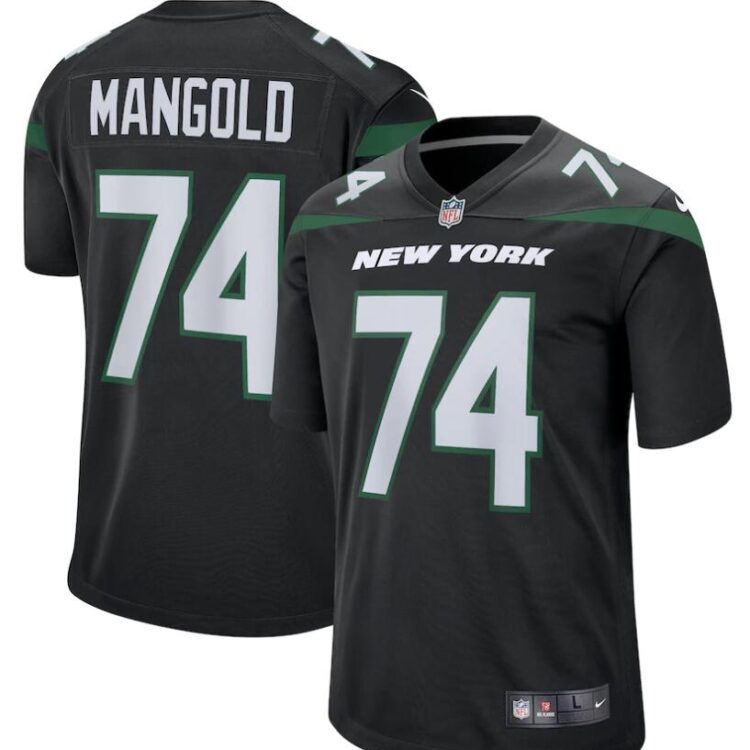 Mens New York Jets Retired Player #74 Nick Mangold Nike Black Alternate Limited Jersey