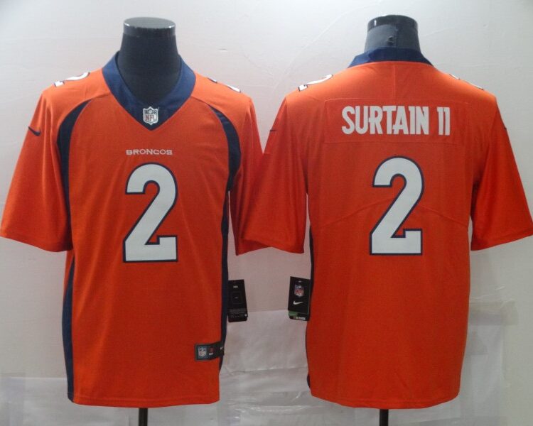 Men's Denver Broncos #2 Patrick Surtain II Orange Nike NFL Vapor Untouchable Limited Jersey