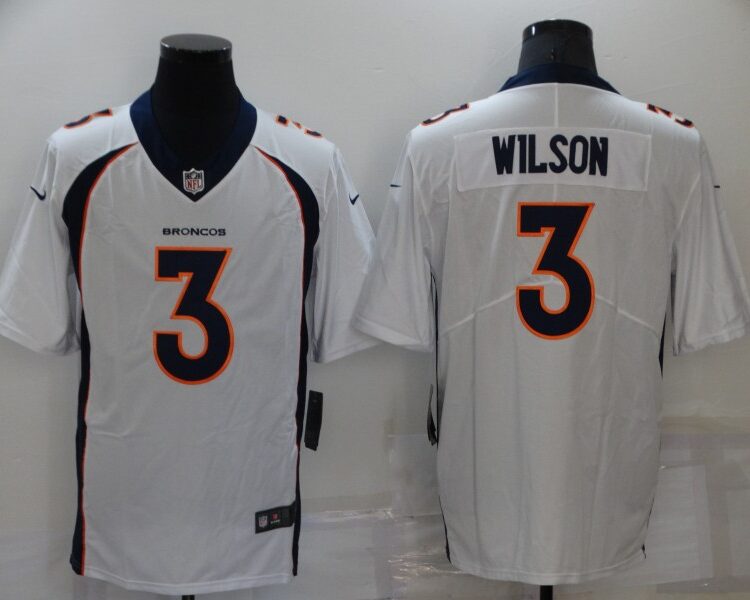 Men's Denver Broncos #3 Russell Wilson Nike White Vapor Untouchable Limited Jersey