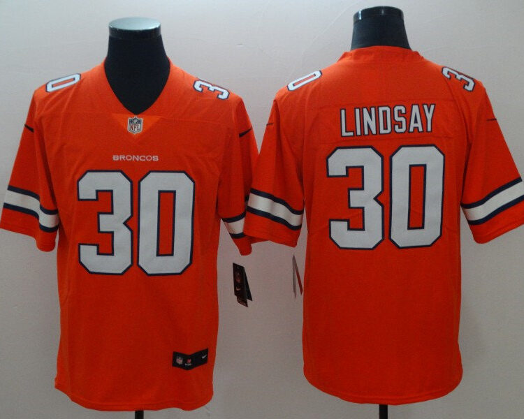 Men's Denver Broncos #30 Phillip Lindsay Orange Nike NFL Vapor Untouchable Color Rush Limited Player Jersey