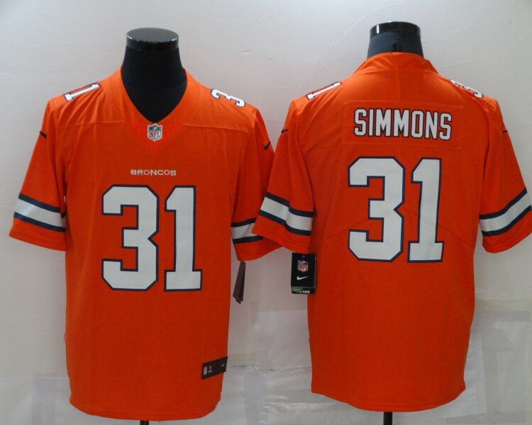 Mens Denver Broncos #31 Justin Simmons Nike Orange NFL Vapor Untouchable Color Rush Jersey