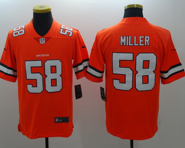 Men's Denver Broncos #58 Von Miller Orange Nike NFL Vapor Untouchable Color Rush Limited Player Jersey