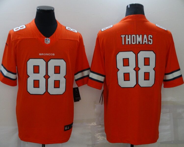 Men's Denver Broncos Retired Player #88 Demaryius Thomas Nike Orange Color Rush Vapor Limited Jersey
