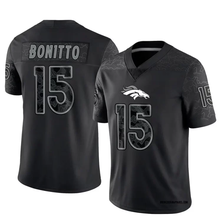Mens Denver Broncos #15 Nik Bonitto Black Rflctv Limited Jersey
